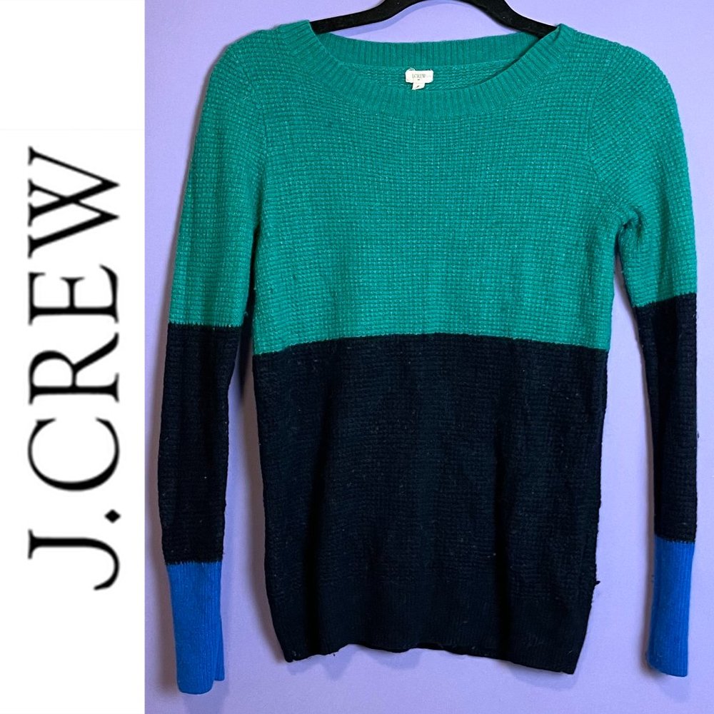 J. Crew Color Block Waffle Sweater